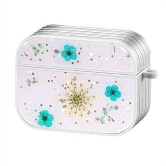 Bloempatroon + Glitter Pailletten Ontwerp Oortelefoon Cover Case voor Apple AirPods Pro