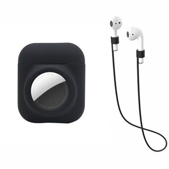 Voor AirPods met draadloze oplaadcase (2019)/AirPods met oplaadcase (2019)/(2016) + voor AirTag 2-in-1 siliconen beschermhoes met oortelefoon Anti-verloren touw