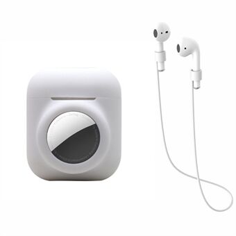 Voor AirPods met draadloze oplaadcase (2019)/AirPods met oplaadcase (2019)/(2016) + voor AirTag 2-in-1 siliconen beschermhoes met oortelefoon Anti-verloren touw