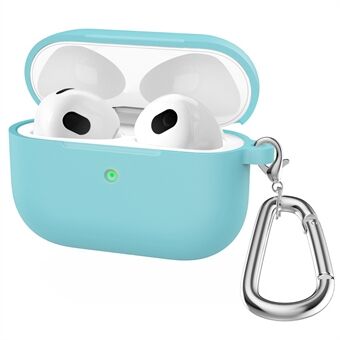 A060 zachte siliconen oortelefoonhoes voor Apple AirPods 3, schokabsorberende beschermhoes met sleutelhanger