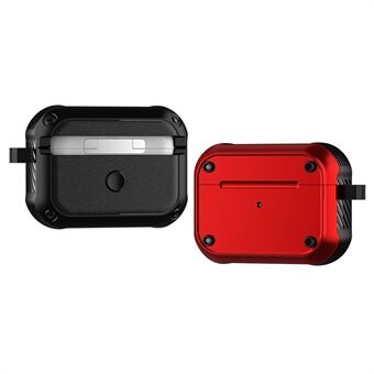 Voor Apple AirPods Pro Dual-color PC + TPU Oortelefoon Shockproof Case Oordopjes Oplaaddoos Anti-drop Cover met Karabijnhaak