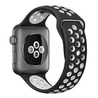 Ademende siliconen horlogeband met holle gaten voor Apple Watch Series 5 4 44 mm, Series 3/2/1 42 mm