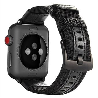 Nylon + PU lederen horlogebandje Vervanging van Steel gesp voor Apple Watch Series 5 4 40 mm / 3/2/1 38 mm