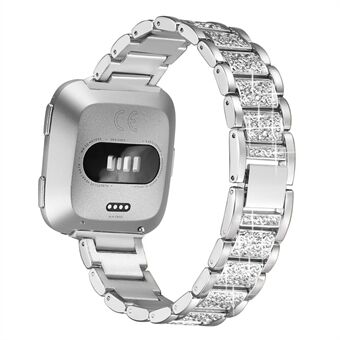 Strass decor metalen horlogeband voor Fitbit Versa