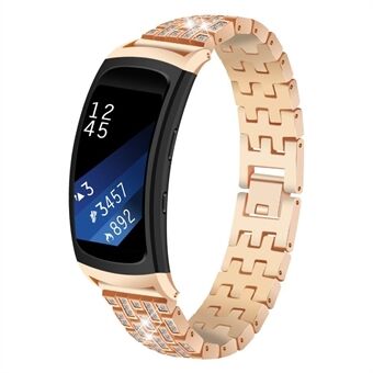 Strass decor metalen horlogebandje voor Samsung Gear Fit2 SM-R360