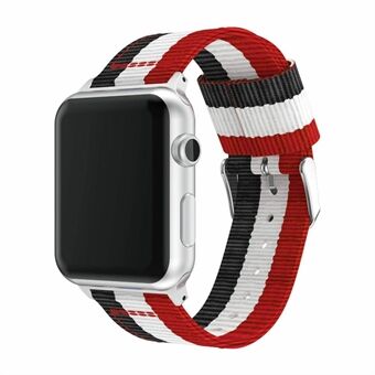 Verstelbare nylon horlogeband in streepstijl voor Apple Watch Series 4 40 mm / Series 3 2 1 38 mm horloge