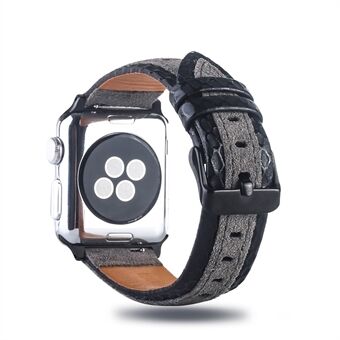 Tweekleurige toplaag rundlederen horlogeband voor Apple Watch Series 6 SE 5 4 44 mm / Seires 3/2/1 42 mm