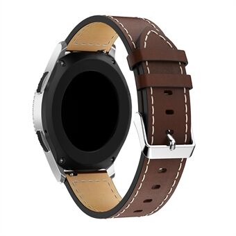 22 mm lederen horlogeband met witte stiksels voor Samsung Galaxy Watch 46 mm enz