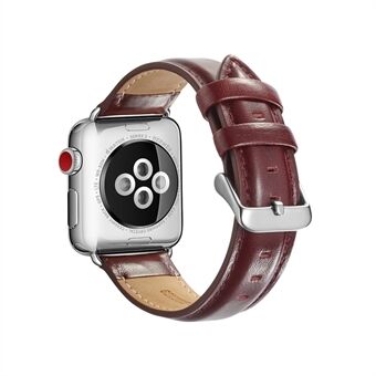 Toplaag Crazy Horse-textuur rundlederen horlogeband voor Apple Watch Series 5 4 44mm, Series 3/2/1 42mm