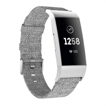 Ademende canvas horlogeband met metalen connector voor Fitbit Charge 3