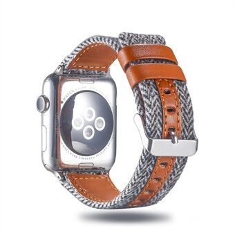 Horlogeband van stof en echt leer voor Apple Watch Series 5 4 40 mm, Series 3/2/1 38 mm
