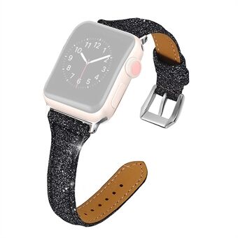 Glitter poeder textuur lederen horlogeband vervanging voor Apple Watch Series 5 4 40mm, Series 3/2/1 38mm