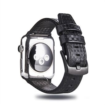 Koolstofvezeltextuur Echt lederen polshorlogeband voor Apple Watch Series 5 4 40mm / Series 3 2 1 38mm