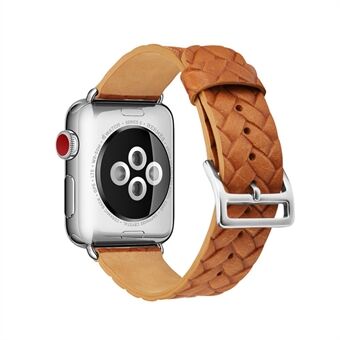 Geweven textuur lederen polsband horloge accessoire voor Apple Watch Series 5 4 40mm / Series 3 2 1 38mm