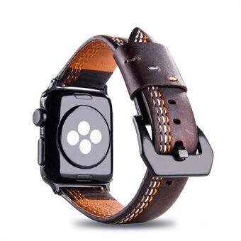 Koeienhuid lederen horlogeband accessoire voor Apple Watch Series 5 4 40mm / Series 3 2 1 38mm