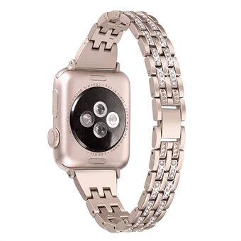 Stijlvolle Steel horlogeband met dubbele rij strass decor voor Apple Watch Series 5 4 40 mm / Series 3/2/1 38 mm