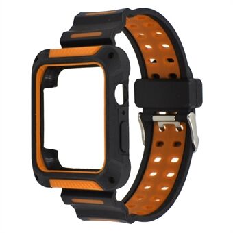 XINCUCO Tweekleurige zachte siliconen horlogeband + horlogeframe voor Apple Watch Series 5 4 44 mm