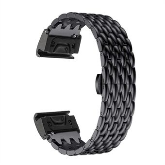 Roestvrij Steel armband Dragon Vein geweven horlogeband met gesp voor Garmin Fenix 5X 26 mm