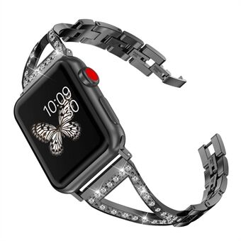 Diamond Decor Steel Smart horlogeband voor Apple Watch-serie 3/2/1 38 mm / serie 6/SE / 5/4 40 mm