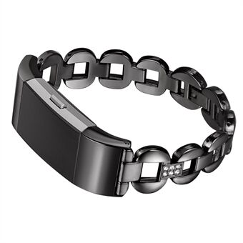 Strass Decor vervanging van horlogeband in roestvrij Steel voor Fitbit Charge 2 - zwart