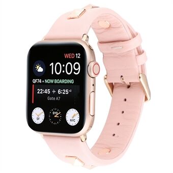 Echt lederen band Smart horlogeband horloge met rosé gouden sluiting voor Apple Watch Series 1 2 3 38mm / Apple Watch Series 4 5 40mm