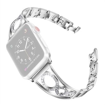 Strass decor roestvrij Steel Smart Watch vervangende band voor Apple Watch Series 3/2/1 42mm / Series 4/5/6 / Watch SE 44mm