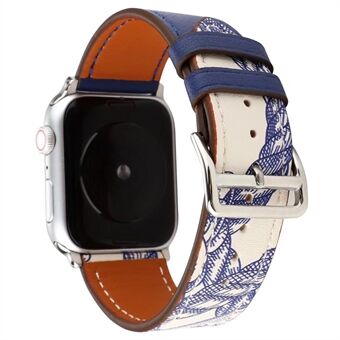 Patroon Decor Echt leer Smart Watch vervangende band voor Apple Watch SE / serie 6/5/4 44 mm / serie 3/2/1 42 mm