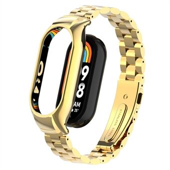 Voor Xiaomi Smart Band 8 metalen horlogeband 3-kralen bandvervanging met horlogekast