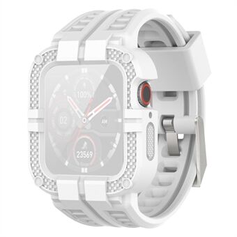 Voor Apple Watch Series 1/2/3 42mm/4/5/6/SE 44mm/7 45mm siliconen horlogeband + horlogekast 2-in-1 siliconen horlogeband Armor vervangende horlogeband met gesp - wit