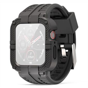 Voor Apple Watch Series 1/2/3 38mm/4/5/6/SE 40mm/7 41mm siliconen horlogeband + horlogekast Armor vervangende horlogeband - zwart