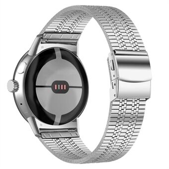 Voor Google Pixel Watch roestvrij Steel 5 kralen Smart Watch Band vervangende polsband - zilver