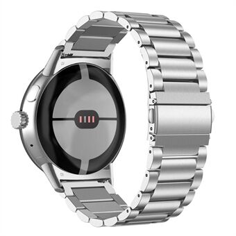 Voor Google Pixel Watch Stijlvol 3 kralen 316 roestvrij Steel Smart Watch Band gepolijst vervangende polsband - zilver