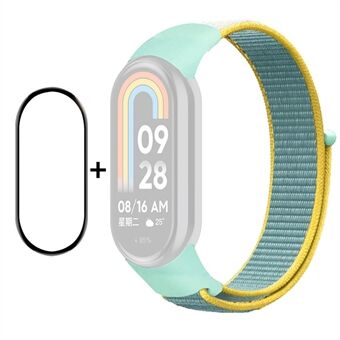 ENKAY HAT- Prince voor Xiaomi Smart Band 8 nylon horlogebandset met PMMA-schermfilm, sticker-polsband