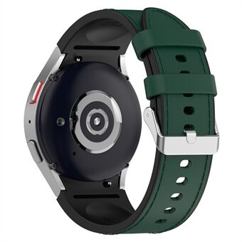 SGW horlogeband voor Samsung Galaxy Watch6 / Watch6 Classic / Watch 5 / Watch 5 Pro / Watch4 / Watch4 Classic , PU-leer gecoate siliconen polsband met zilveren gesp