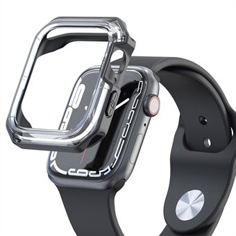 Voor Apple Watch Series 7 41 mm zachte TPU transparante tweekleurige uitgeholde anti-val cover