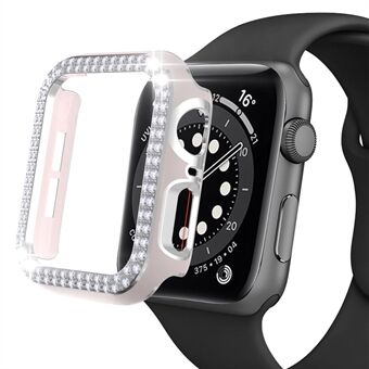 Voor Apple Watch Series 1/2/3 42mm Twee Strass Decor Horloge Half Case PC Galvaniseren Anti-collision Cover: