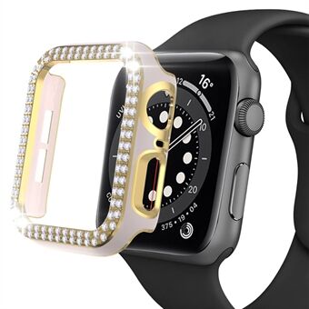 Voor Apple Watch Series 4/5/6 40 mm/SE 40 mm PC-horloge Halve klok galvaniseren Twee strass Ontwerp beschermhoes: