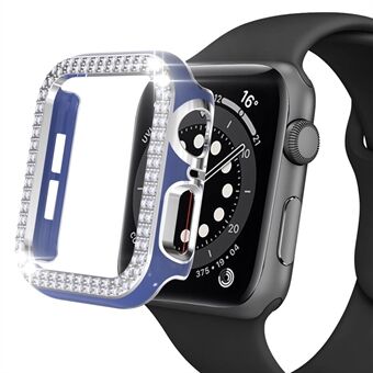 Voor Apple Watch-serie 1/2/3 38 mm Twee strass-ontwerp PC-horloge Halve behuizing Galvaniserende anti-krasafdekking: