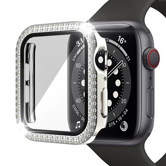 Voor Apple Watch Series 1/2/3 42mm Fall Safe Anti-kras Strass + PC + Gehard Glas Smart Watch Case Cover: