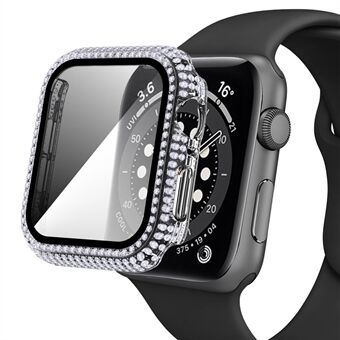 Voor Apple Watch Series 1/2/3 38mm Strass Versierd PC Smart Horloge Beschermhoes met Gehard Glas Screen Protector: