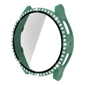 Harde pc-hoes + gehard glazen schermbeschermer voor Samsung Galaxy Watch 5 44 mm Scratch Smart Watch-beschermhoes met strass-decoratie