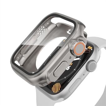 Waterdichte volledige dekking voor Apple Watch Series 8 7 45 mm, harde pc-horlogekast met schermbeschermer van gehard glas