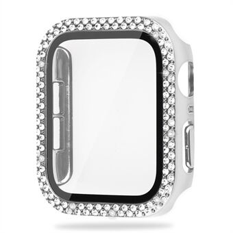 Voor Apple Watch SE (2022) 40 mm Bling Strass harde pc-hoes met gehard glazen schermbeschermer Geïntegreerde hoes: