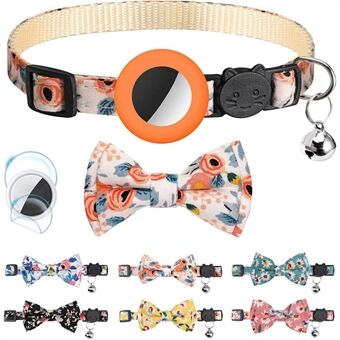Verstelbare halsband voor huisdieren met siliconen hoes + film voor AirTag GPS Katten Hondenhalsband met bel, strik