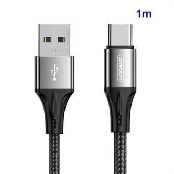 JOYROOM 1M Nylon Gevlochten Type-C USB Data Sync Oplaadkabel voor Samsung Huawei Xiaomi - Zwart