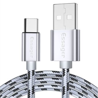 ESSAGER 2M Nylon Gevlochten Type-C USB Data Sync Snellaadkabel voor Samsung Huawei Xiaomi