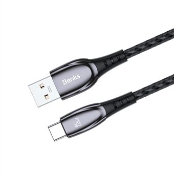 BENKS D40 25W USB A naar Type C Zinklegering Datakabel Gevlochten Oplaadkabel 120cm