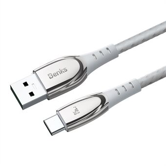 BENKS D40 Zinklegering datakabel 2m 25W USB-A naar Type-C snellaadkabel voor Samsung Huawei