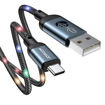 JOYROOM JR-N16 gevlochten USB naar Type-C snelle 3A oplaadkabel Mobiele telefoonkabel Gegevensoverdrachtkabel 1,2 m - grijs