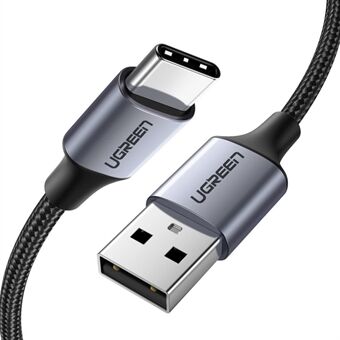 UGREEN 2 m USB2.0 naar Type-C 480 Mbps datakabel Aluminium omhulsel Nylon gevlochten kabelsteun 3A Max. Quick opladen